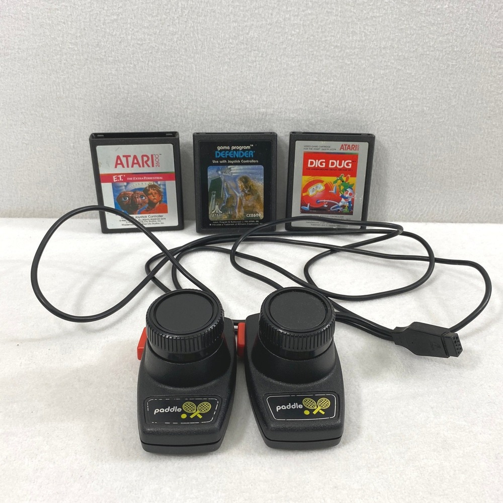 Atari 2600 Paddle Remote / Games Dig Dug ET Extra Terrestrial Defender Untested
